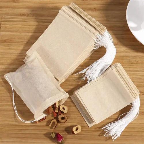 Sachets de thé réutilisables BIO | Coton naturel non blanchi, lot de 6, lavables - Verdyo