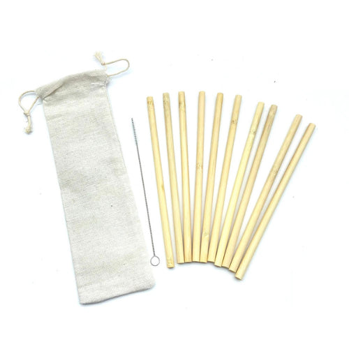 Ensemble de 10 Pailles Réutilisables en Bambou | Écologiques, lavables, avec brosse de nettoyage - Verdyo