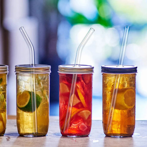 Pailles réutilisables en verre | Lot de 4/8 avec goupillon, transparentes - Verdyo