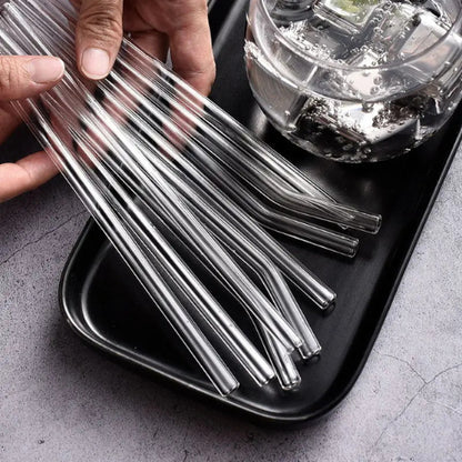 Pailles réutilisables en verre | Lot de 4/8 avec goupillon, transparentes - Verdyo