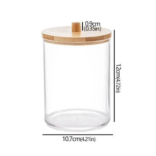 Boîte de rangement en bambou, plastique recyclé transparent pour salle de bain - Durable et Éco-responsable