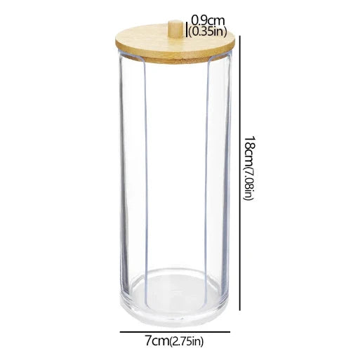 Boîte de rangement en bambou, plastique recyclé transparent pour salle de bain - Durable et Éco-responsable