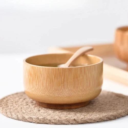 Bol rond unique en bambou naturel sculpté à la main - Durable et Éco-responsable